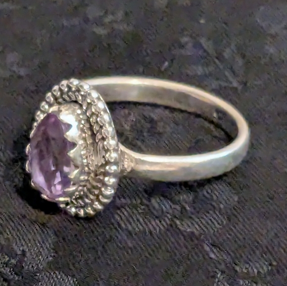 🆕 Unique 925 Solid Sterling Silver Amethyst Ring Size 5.5 - 6 - Picture 2 of 6